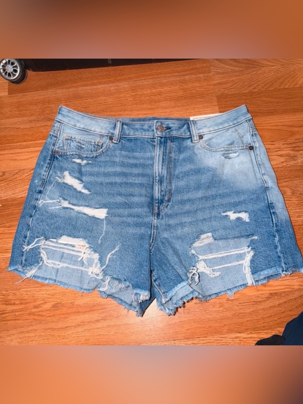 American Eagle Outfitters Light Blue Distressed Denim Shorts